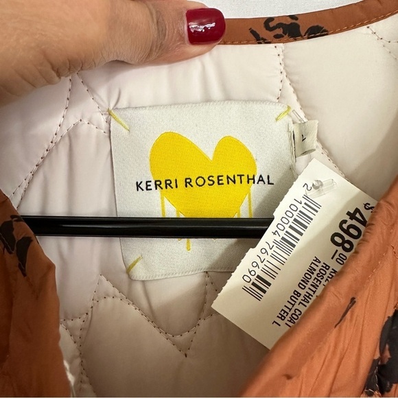NWT Kerri Rosenthal Heart Print Winter Quilted Jacket Rust Orange Color sz L - Picture 11 of 16